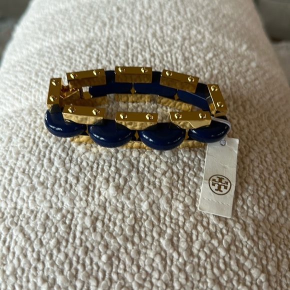 TORY BURCH navy and gold chunky bracelet. NWT - Picture 6 of 15